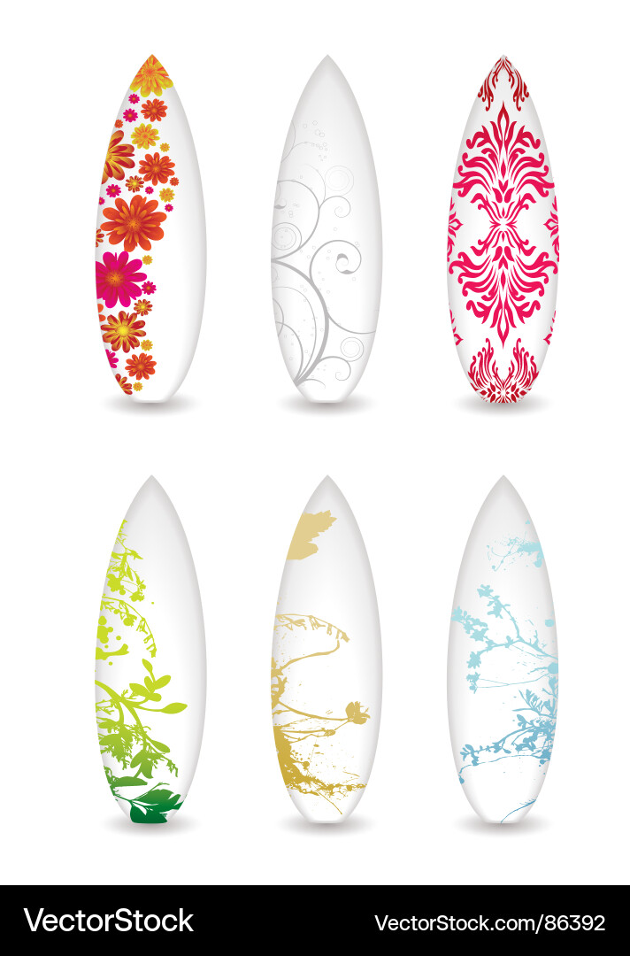 Tropical Surfboard Patterns Vector Image