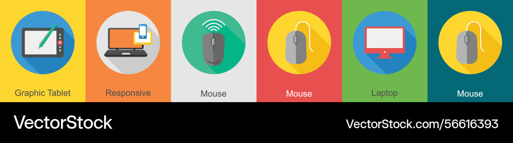 A set of 6 computer and hardware icons as graphic vector image