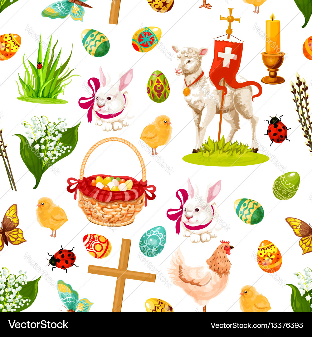 Easter Holiday Seamless Pattern vector image