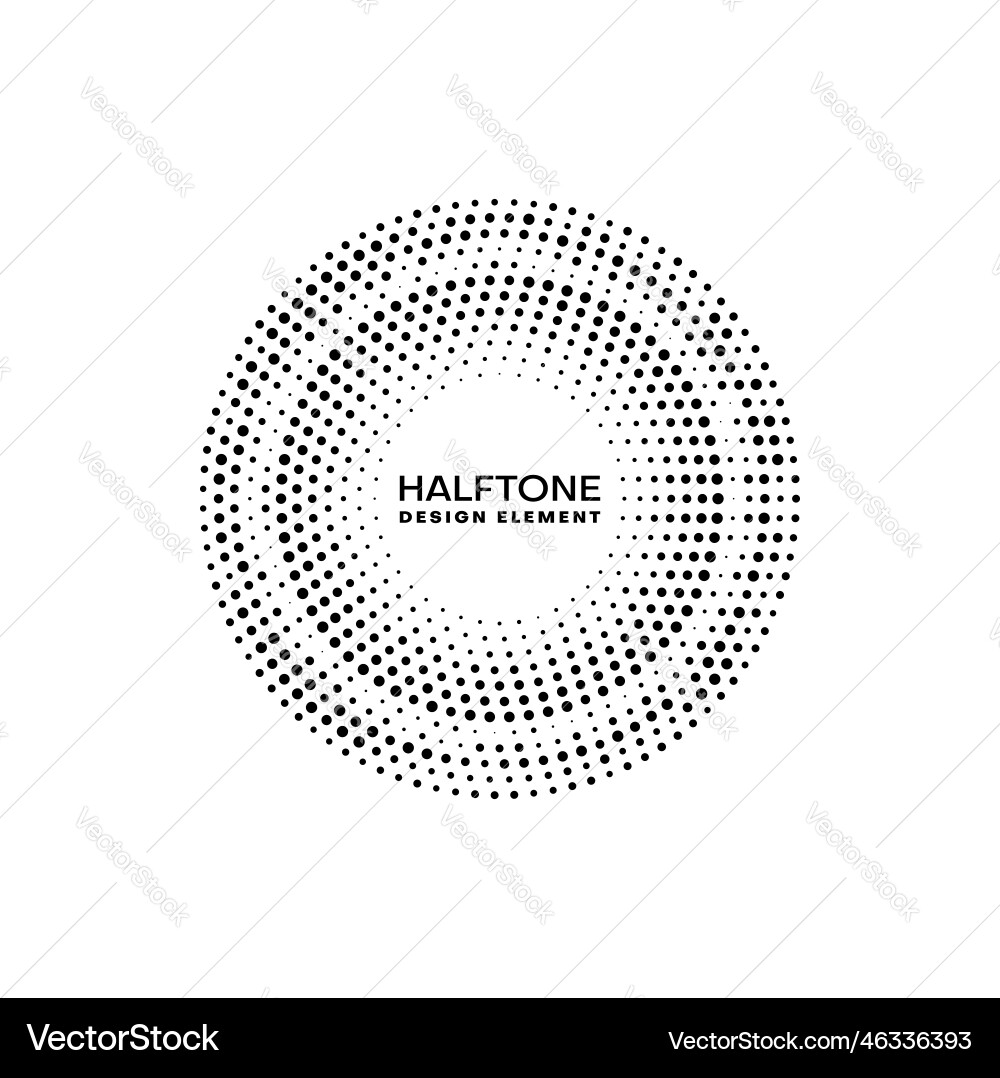 Halftone Circle Border with Dots Vector Image