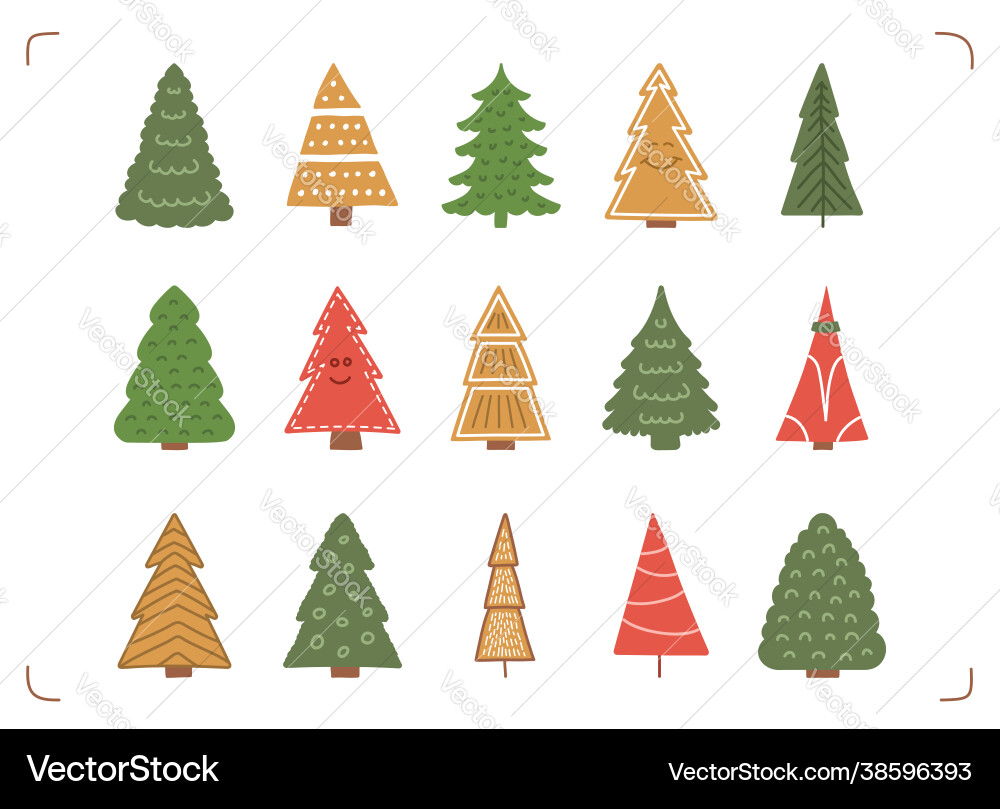 Hand drawn christmas trees Royalty Free Vector Image