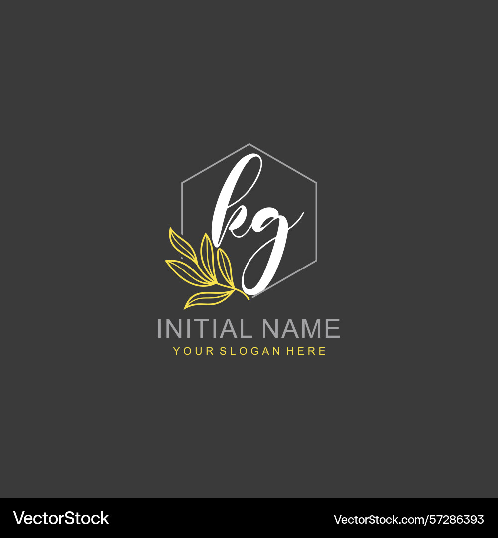 Kg initial logo templates with botanical elements Kg initial logo templates with botanical elements Vector Image