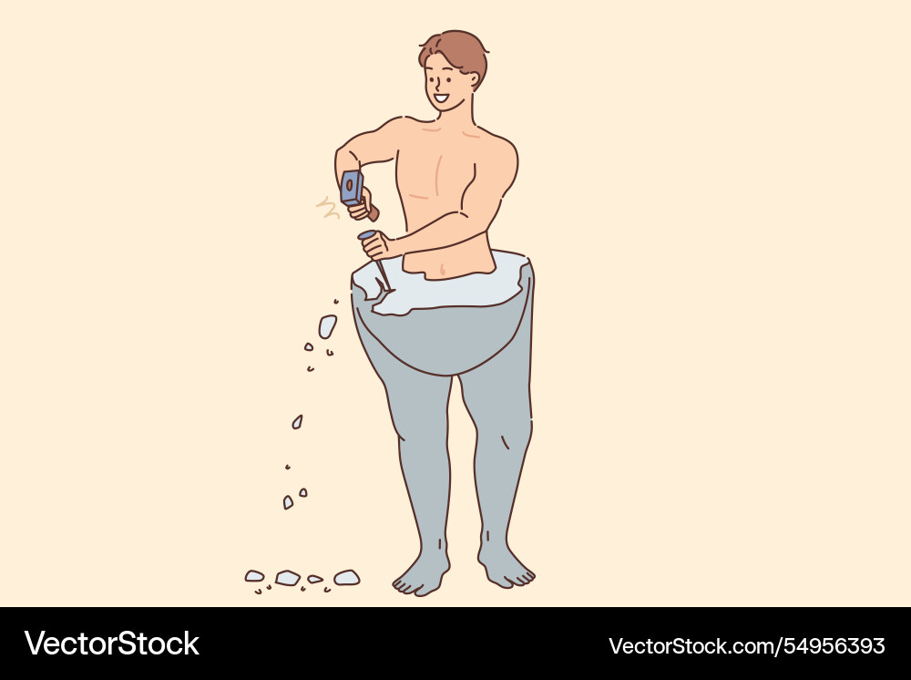 Man is engaged in self-development creating ideal Man is engaged in self-development creating ideal vector image