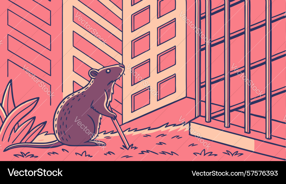 Mouse in a window with abstract grid and light vector image