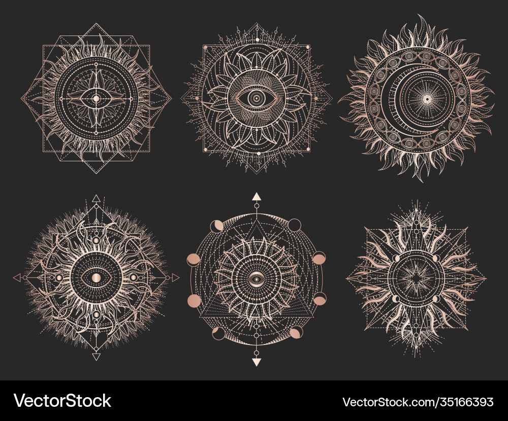 Set sacred symbols and geometry figures Set sacred symbols and geometry figures vector image