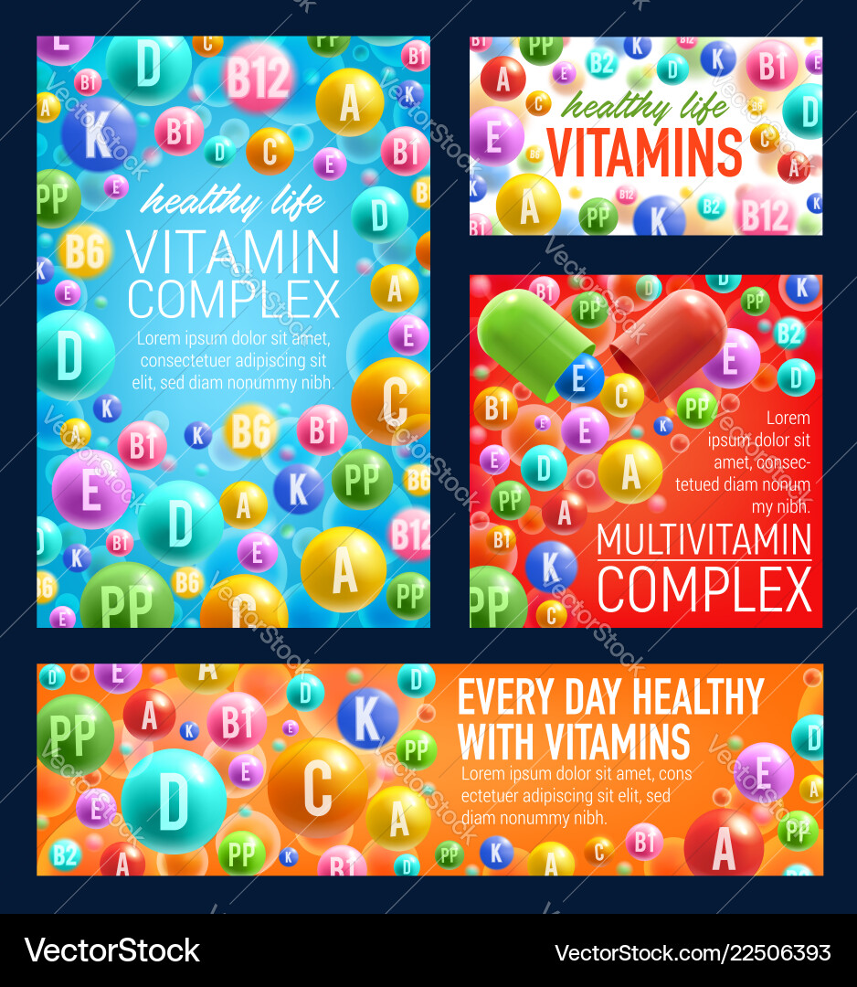 Vitamins and minerals pills vector image