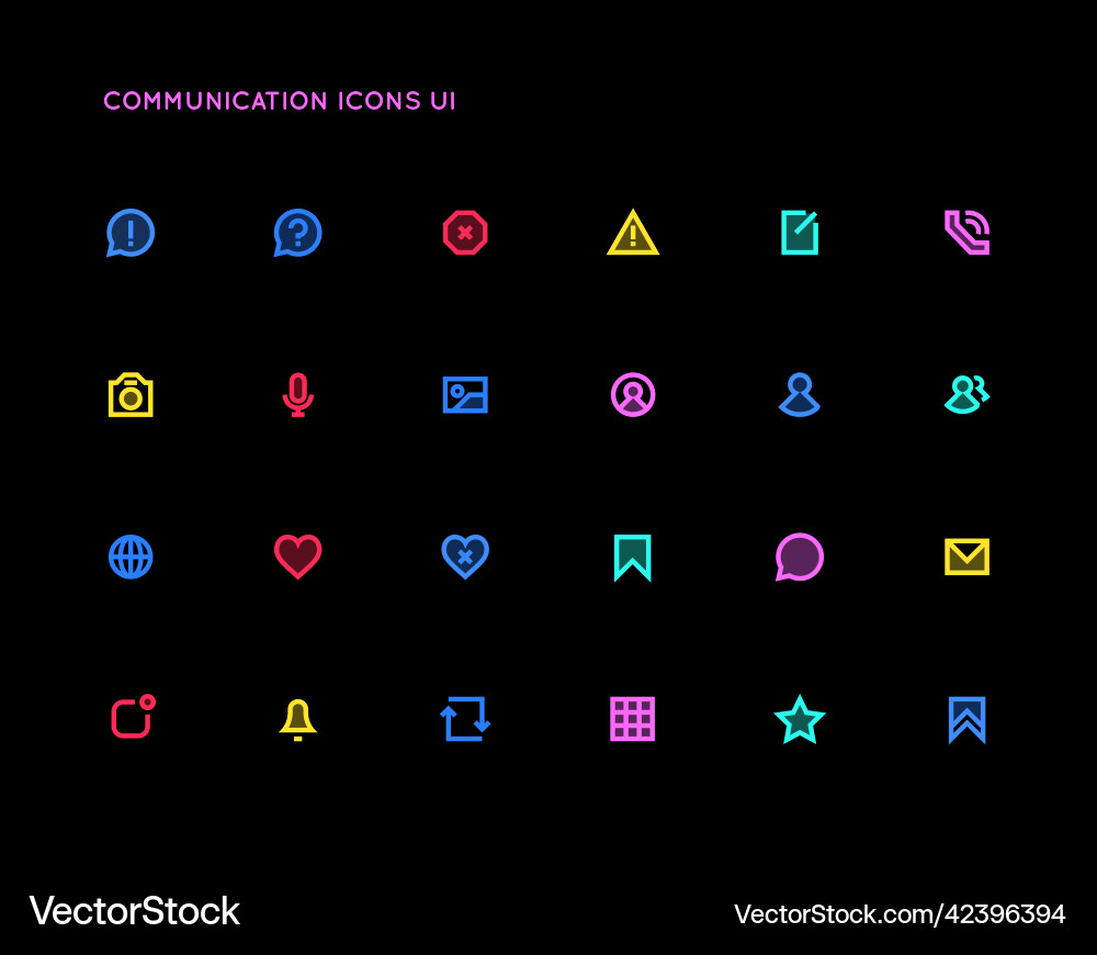 Communication user interface ui icon set high Vector Image
