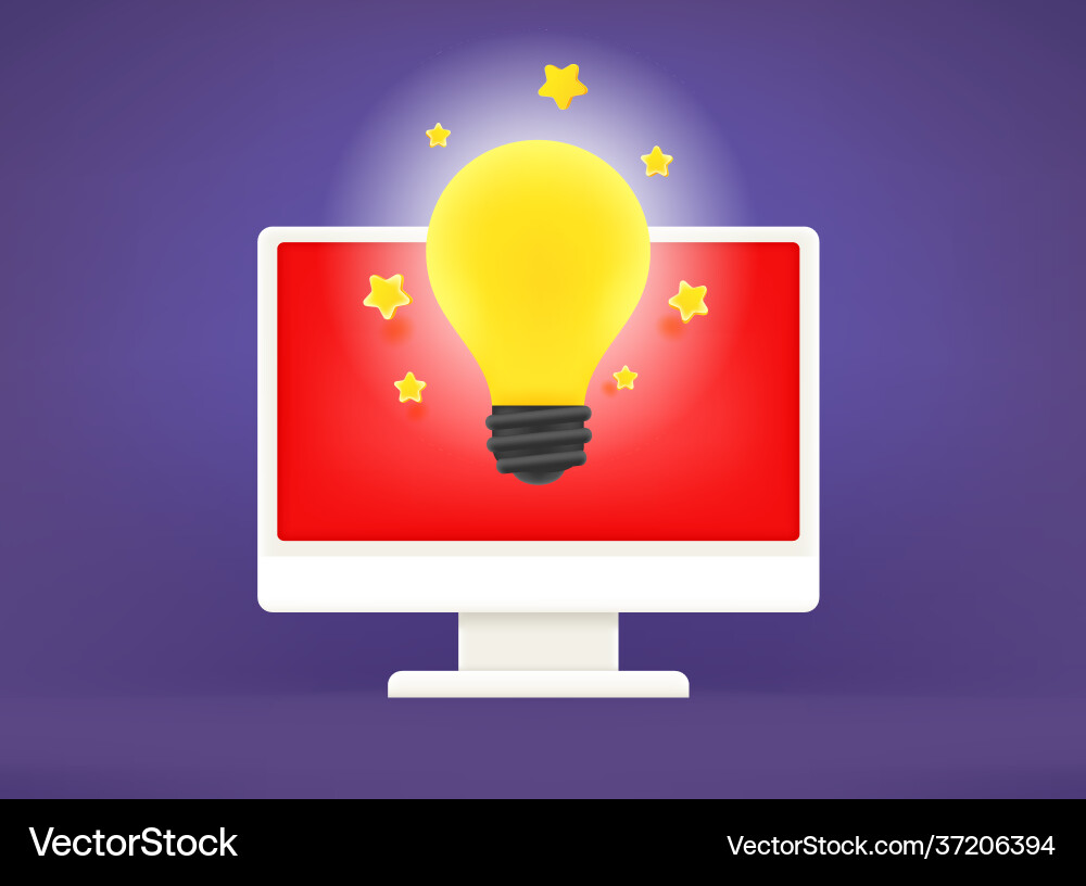 Lightbulb with computer good idea concept vector image