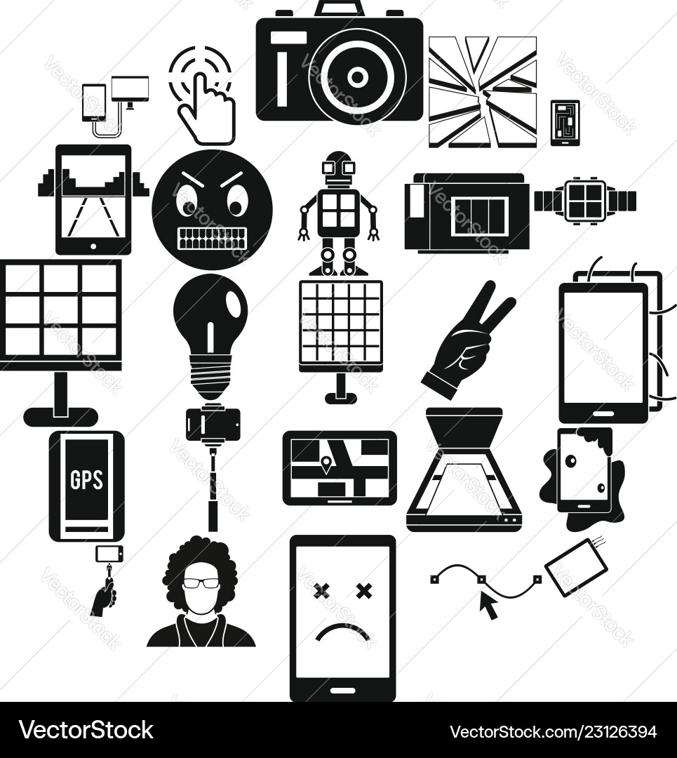 Mobile monitor icons set simple style Mobile monitor icons set simple style vector image