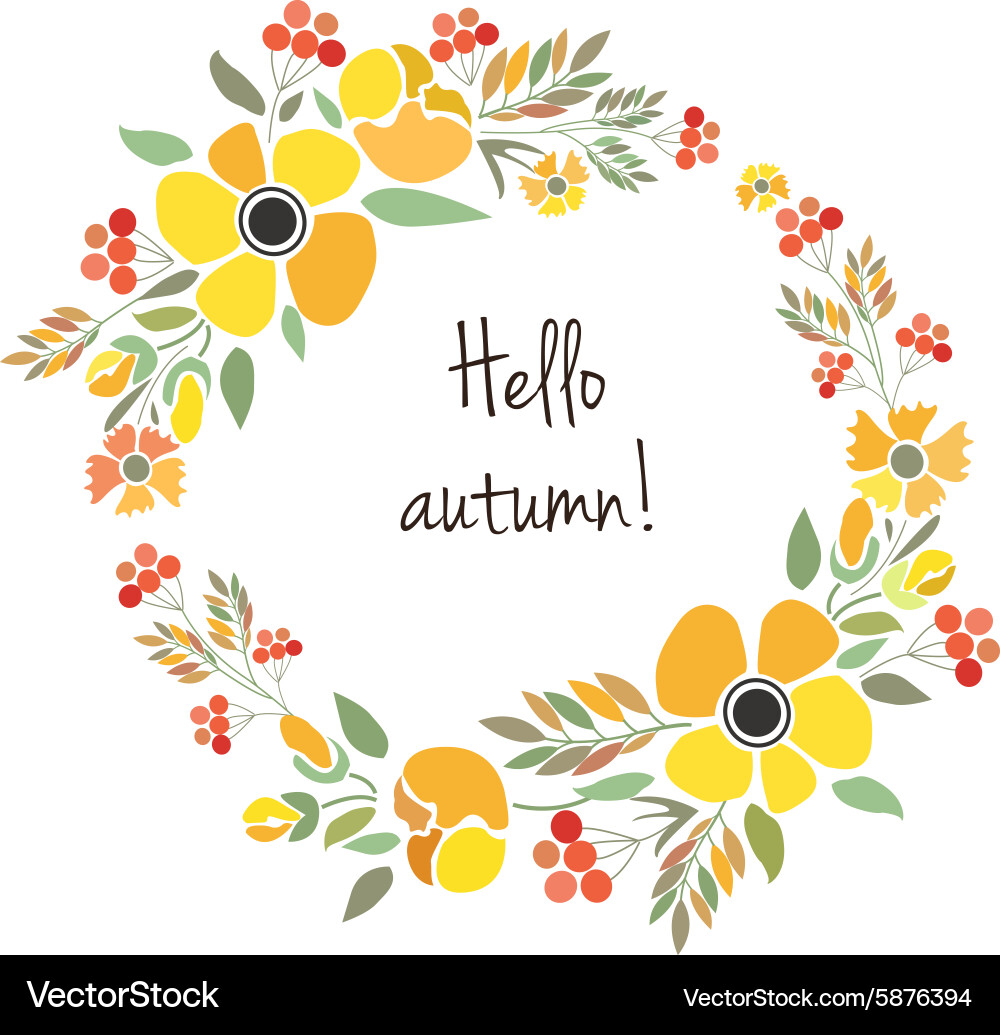 Signature hello autumn with red brown and orange vector image