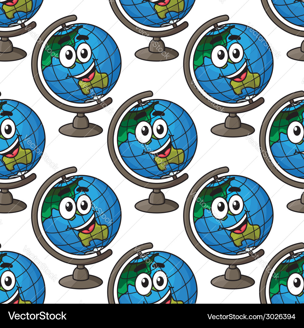 Smiling Globe Seamless Pattern Vector Image