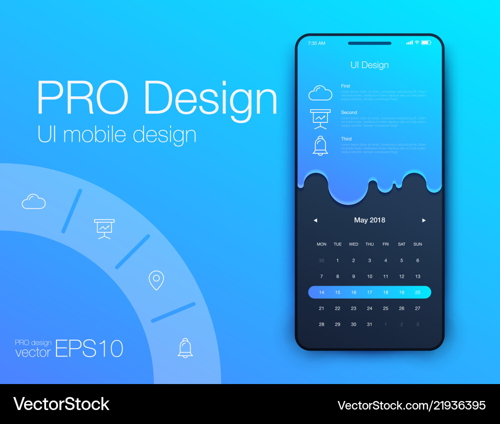 Date application ui design concept stock Date application ui design concept stock vector image