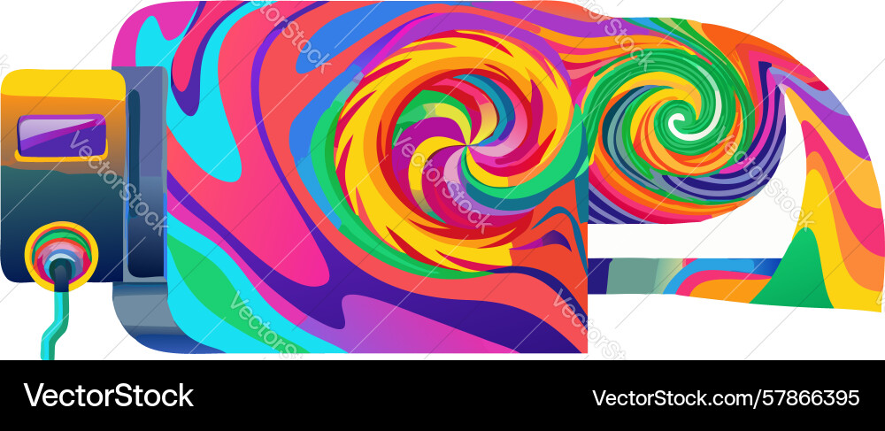 Dynamic loudspeaker with abstract swirling colors Vector Image