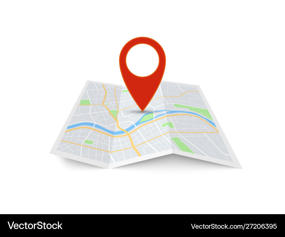 Folded Map with Red Pin vector image
