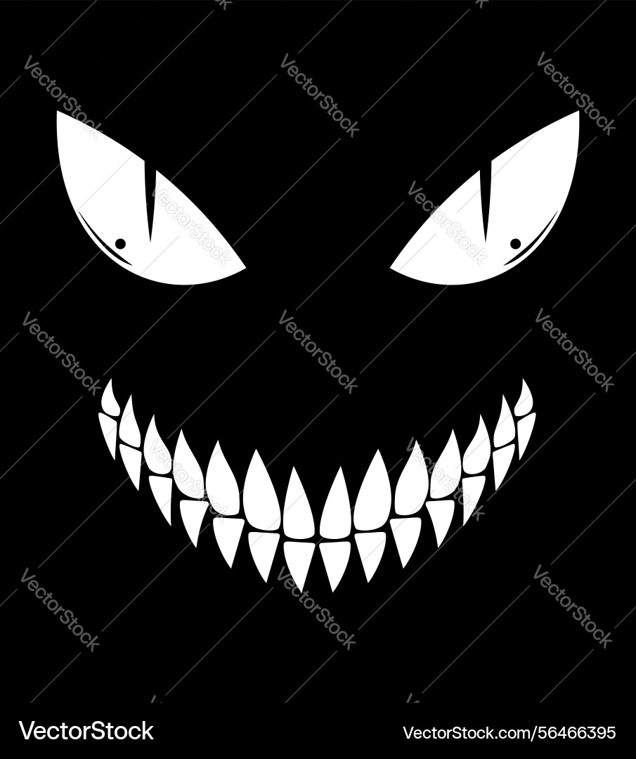 Greepy ssmiling face with sharp teeth Vector Image