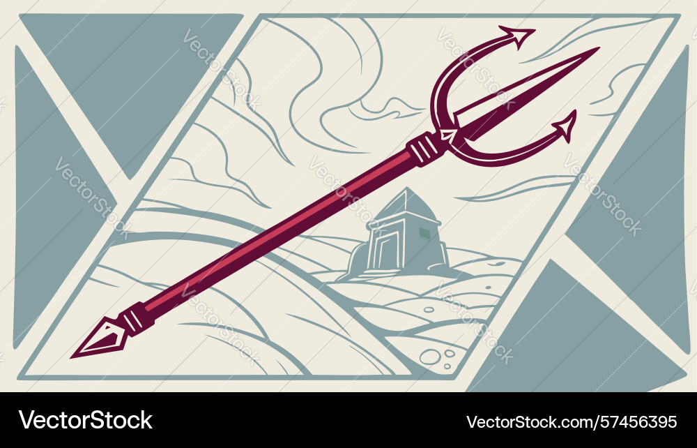 Mystical trident on an ancient map or scroll vector image