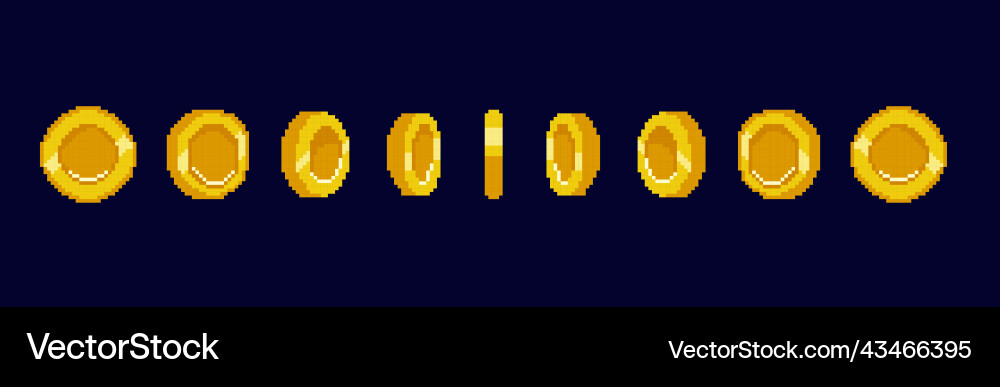 Pixel coins arcade 8 bit retro animation game Pixel coins arcade 8 bit retro animation game vector image