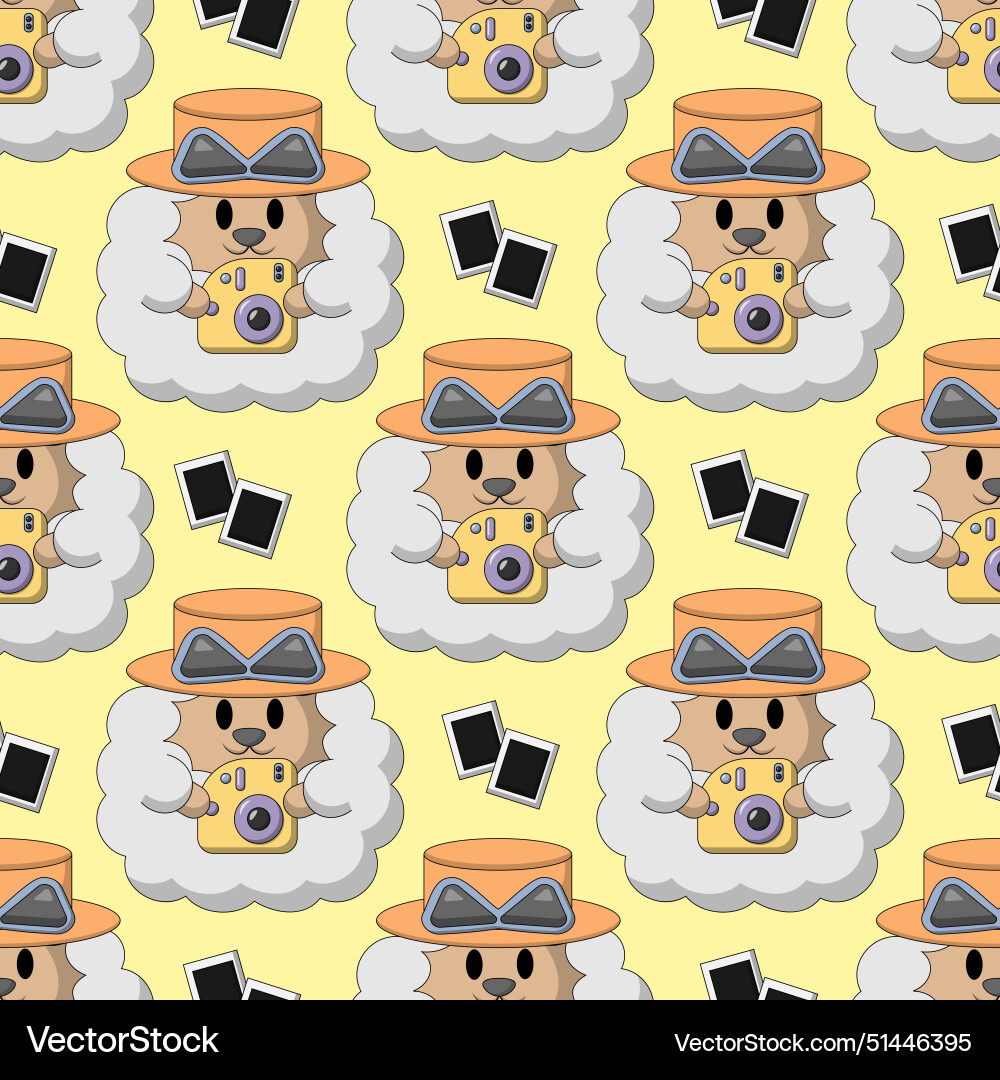 Seamless pattern with cute summer sheep Royalty Free Vector