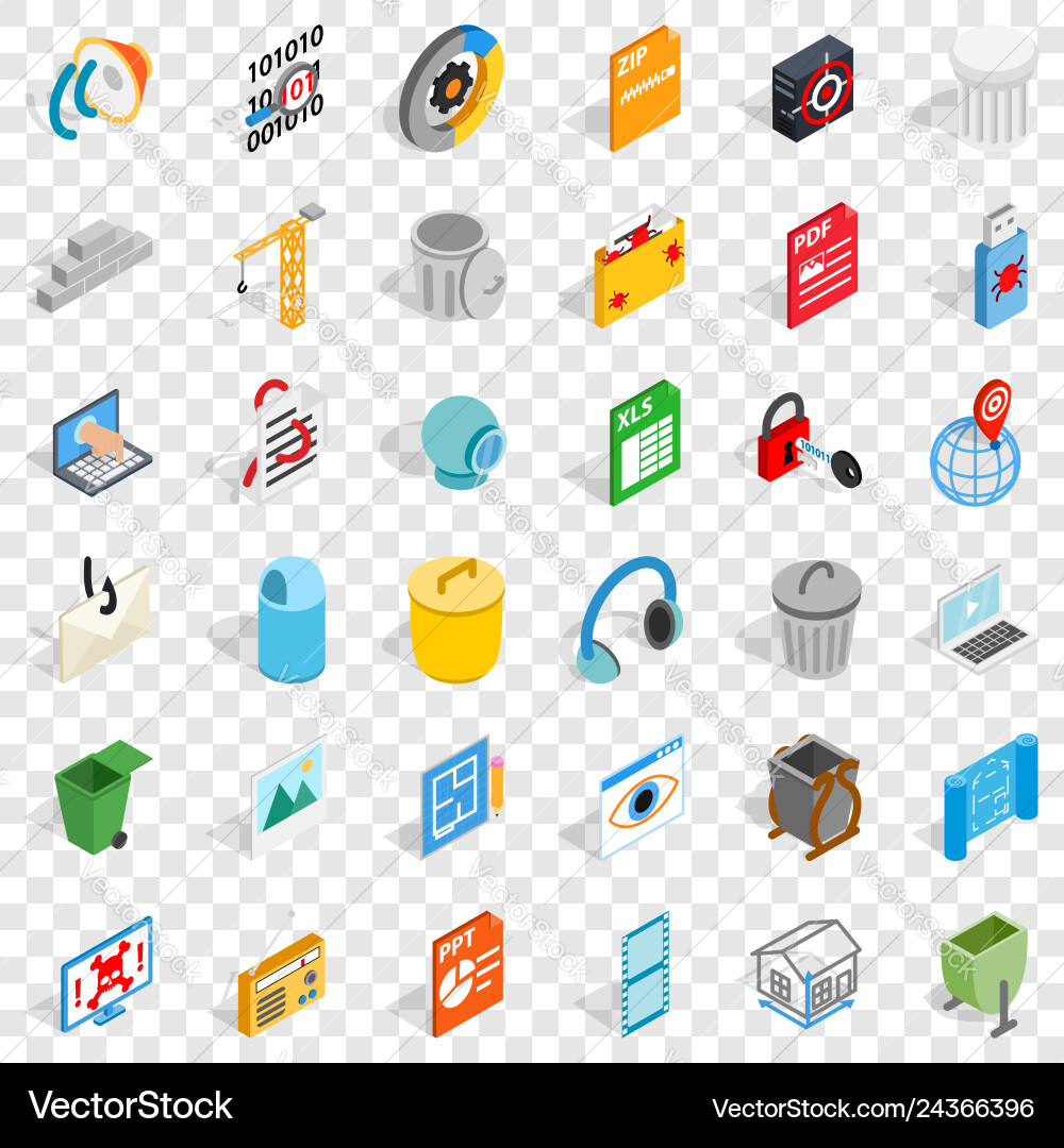 Computer icons set isometric style vector image