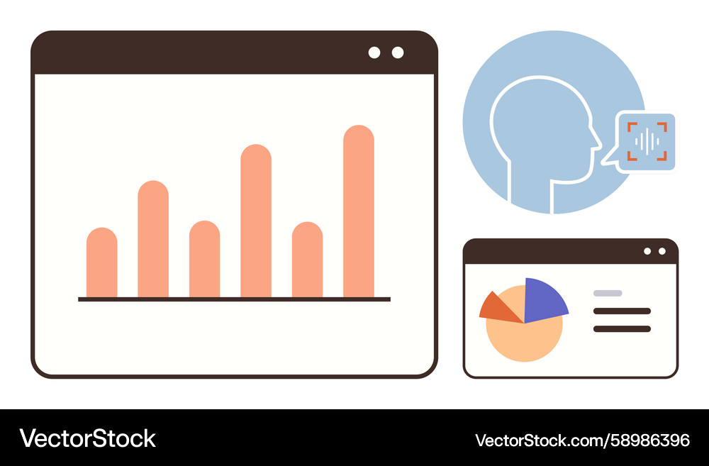 Data visualization with voice input and analytics Data visualization with voice input and analytics Vector Image