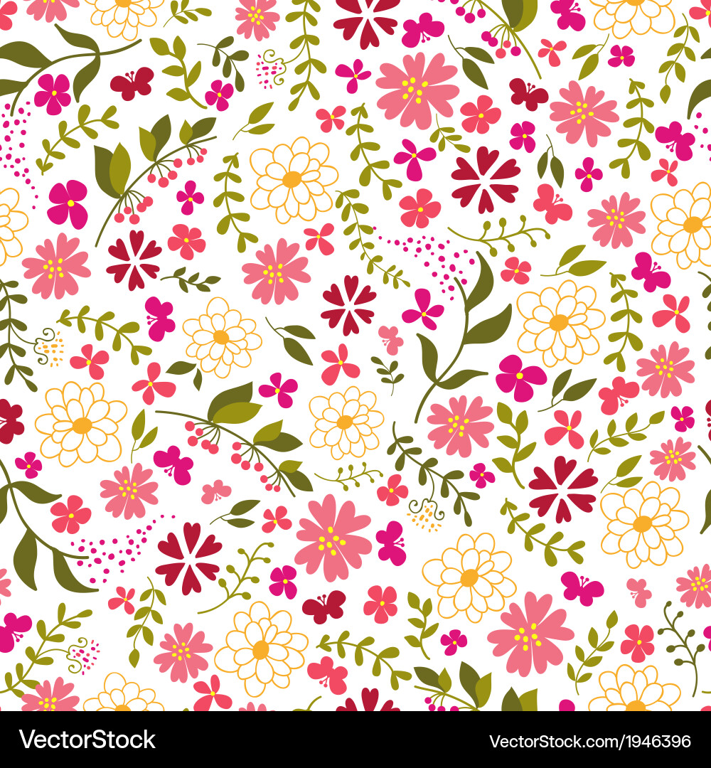 Floral Spring Seamless Pattern vector image