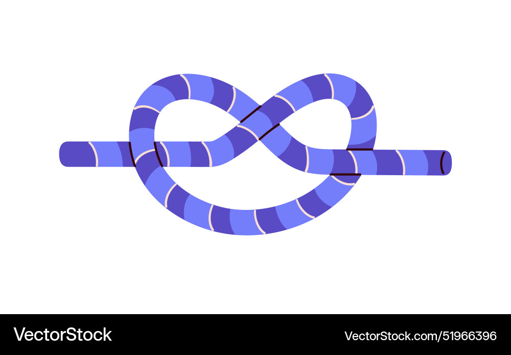 Overhand knot technique of striped blue rope node Vector Image