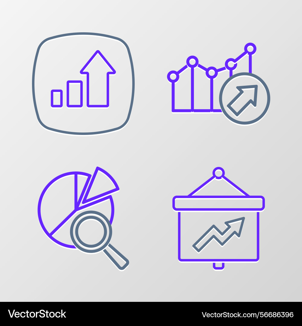 Set line board with graph search data analysis Set line board with graph search data analysis vector image