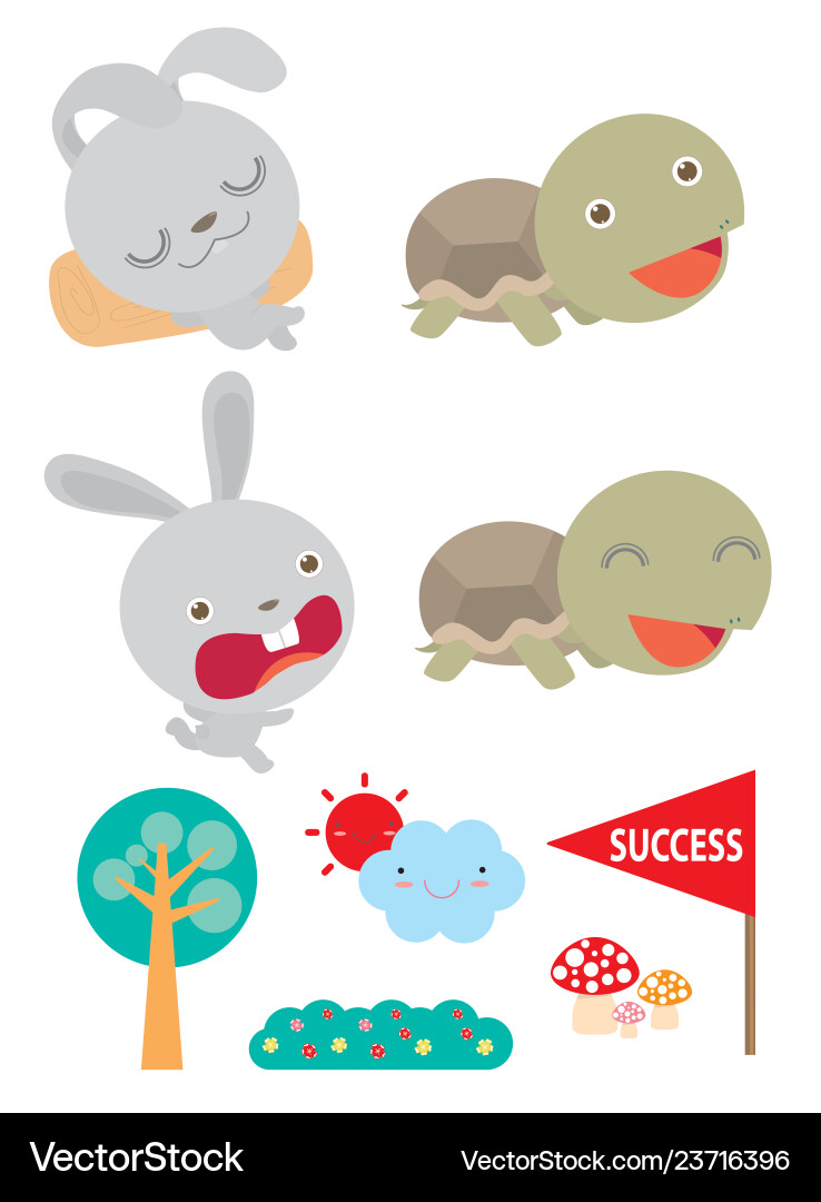 Set of tortoise and the hareturtle rabbit Set of tortoise and the hareturtle rabbit Vector Image