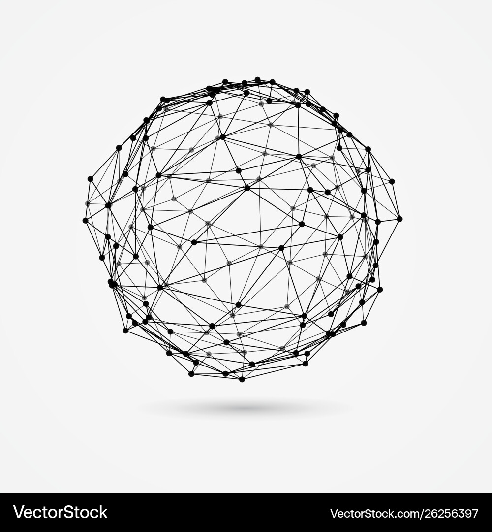 3d wireframe object deformed sphere consists 3d wireframe object deformed sphere consists Vector Image