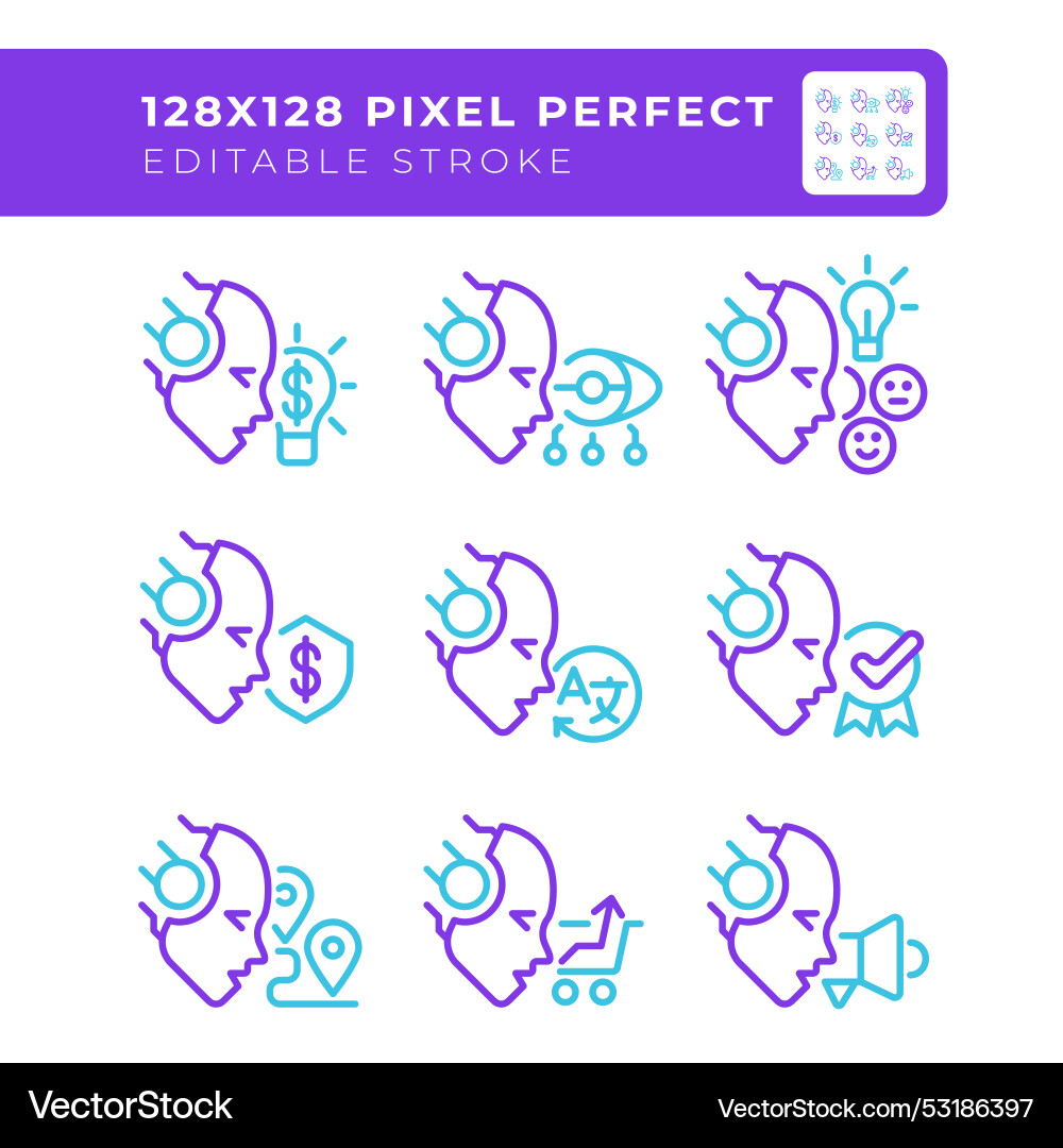 Ai related two color line icons set Ai related two color line icons set vector image