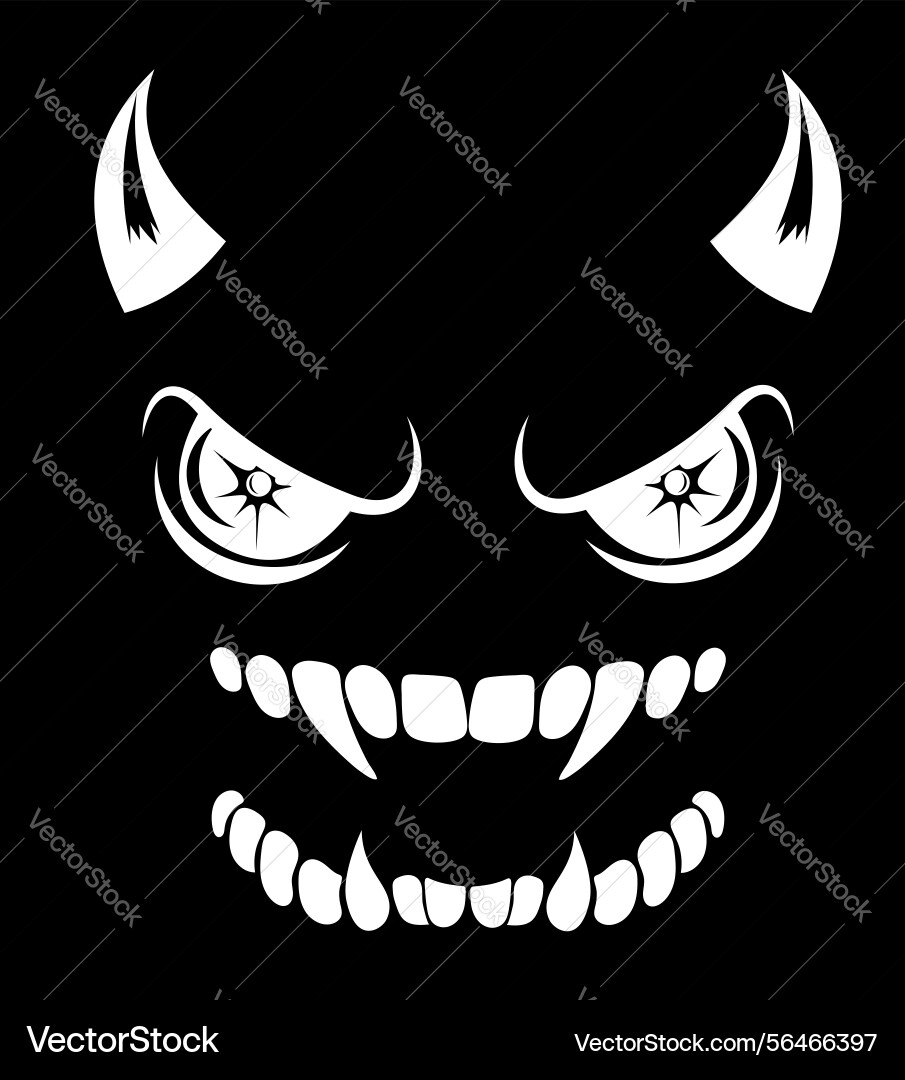 Greepy ssmiling face with sharp teeth Vector Image