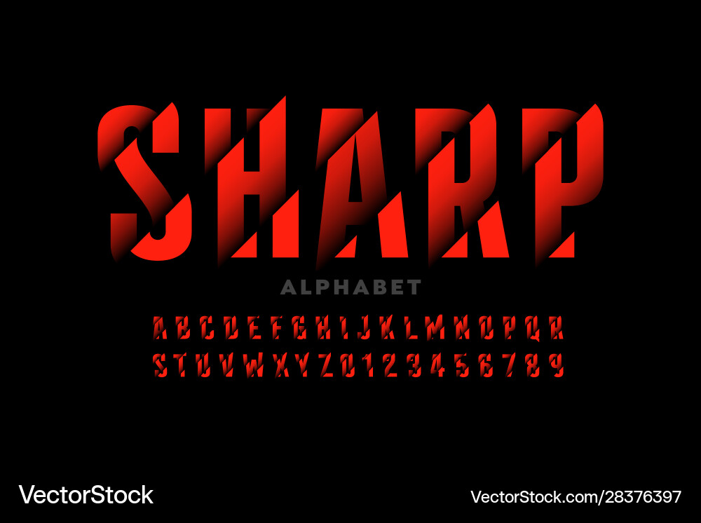 Modern font design with sliced effect alphabet vector image