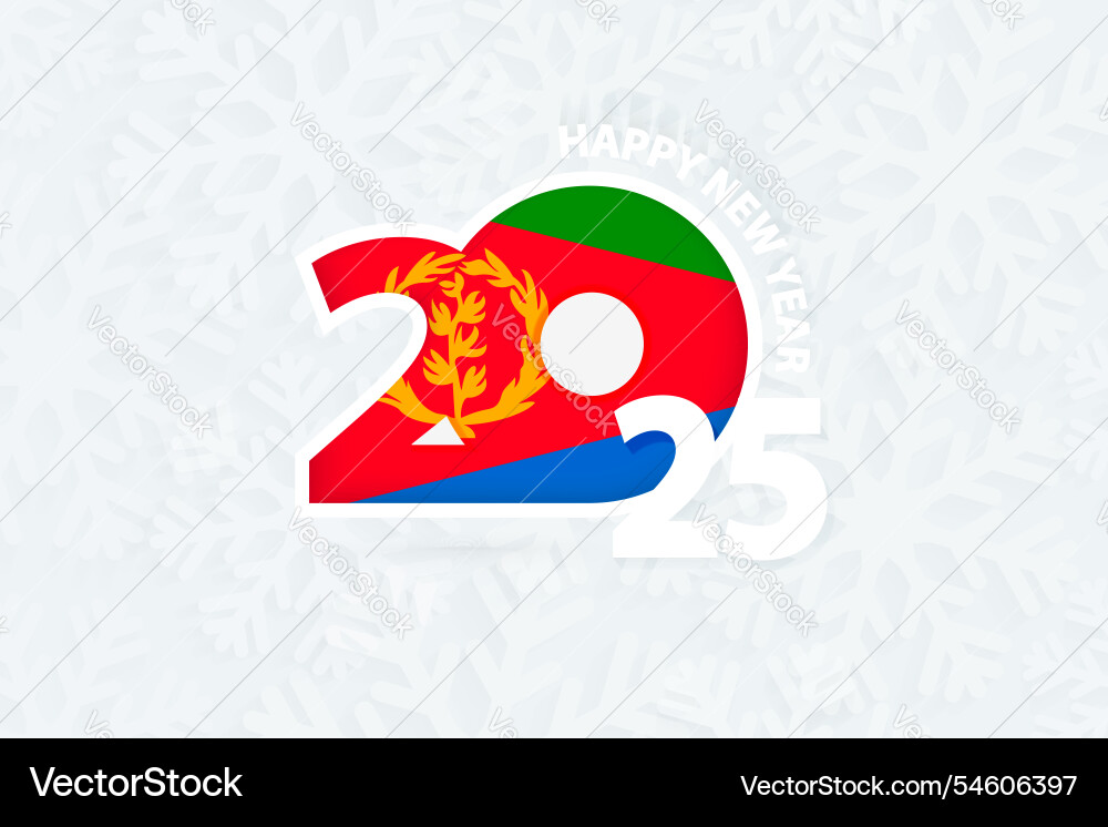 New year 2025 for eritrea on snowflake background vector image