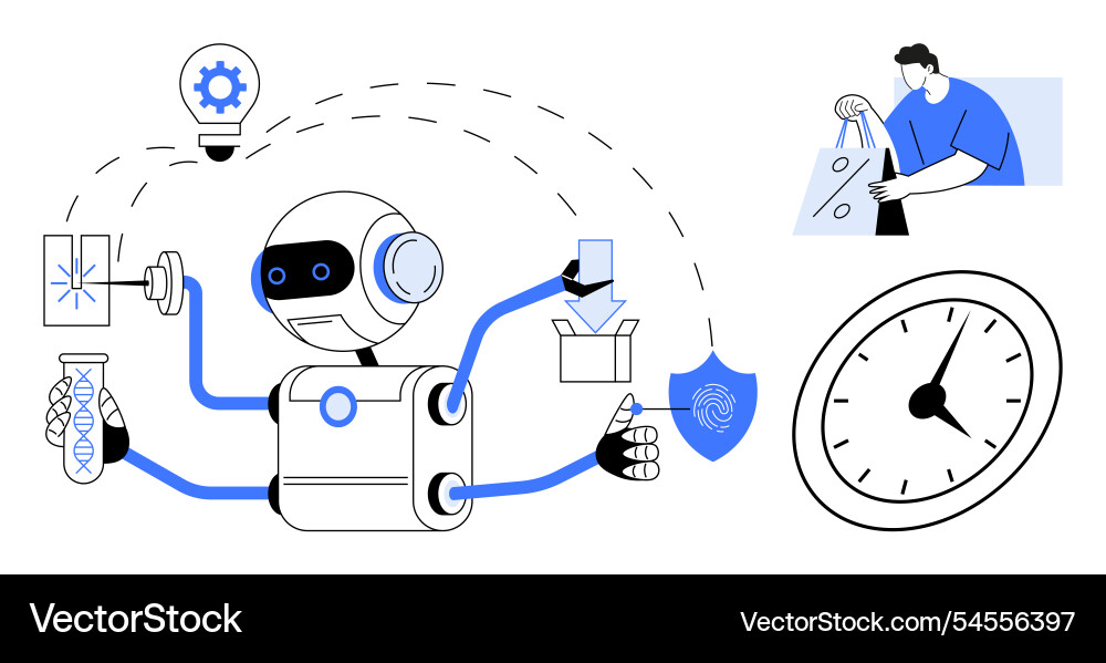 Robotik in der Automatisierung multifunktionaler Roboter vektorbild