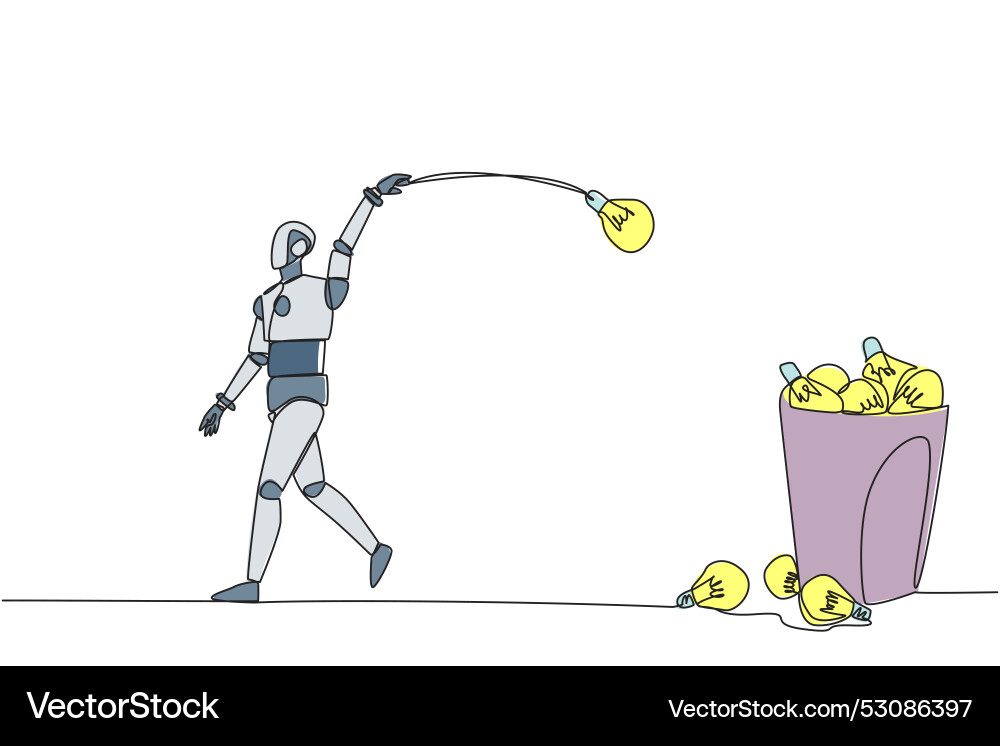 Single continuous line drawing robot walking Single continuous line drawing robot walking vector image