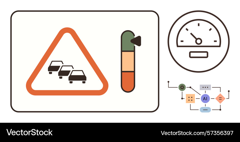 Traffic monitoring and ai automation displaying Traffic monitoring and ai automation displaying Vector Image