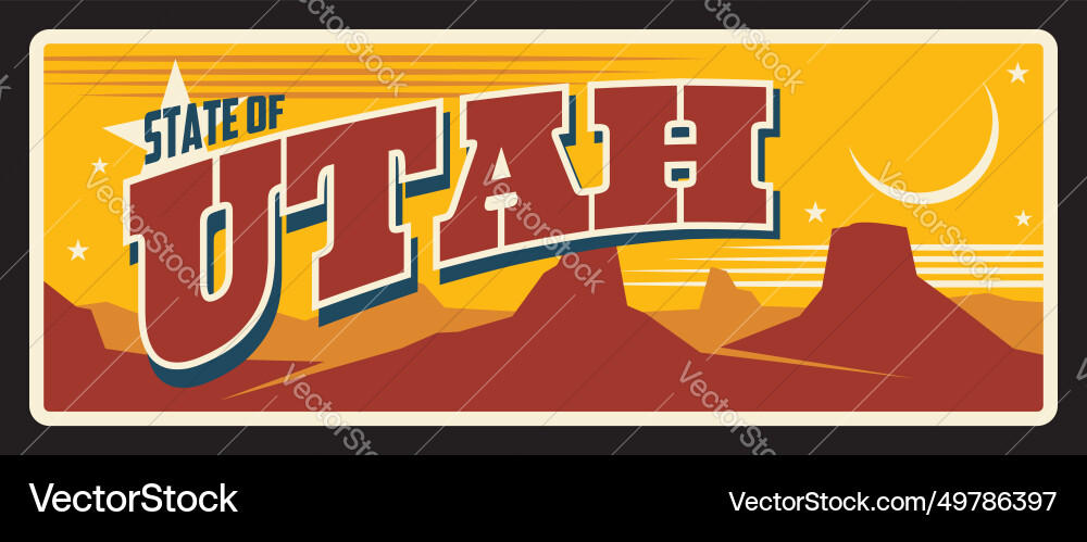 Utah usa state travel plate touristische Destination Utah usa state travel plate touristische Destination vektorbild
