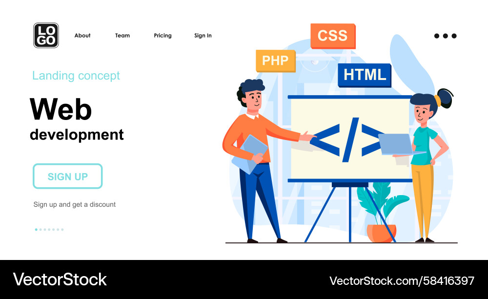 Web Developers Team - Coding Concept Vector Image