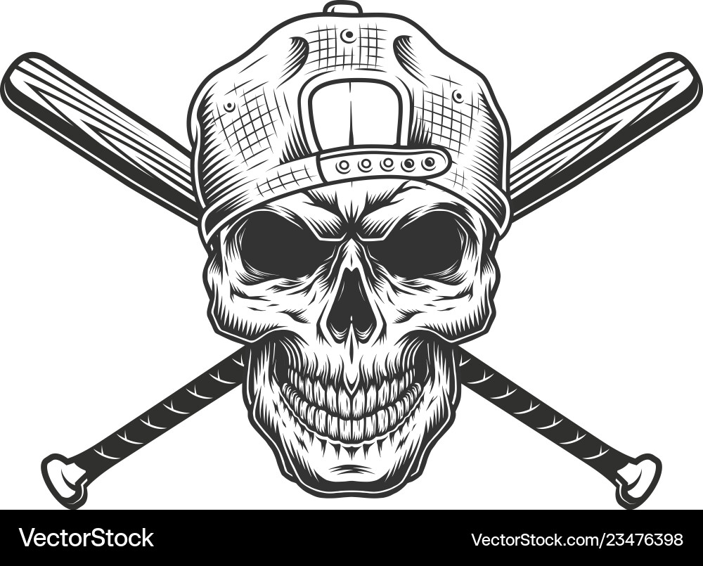 Criminal Skull with Baseball Bats Vector Image