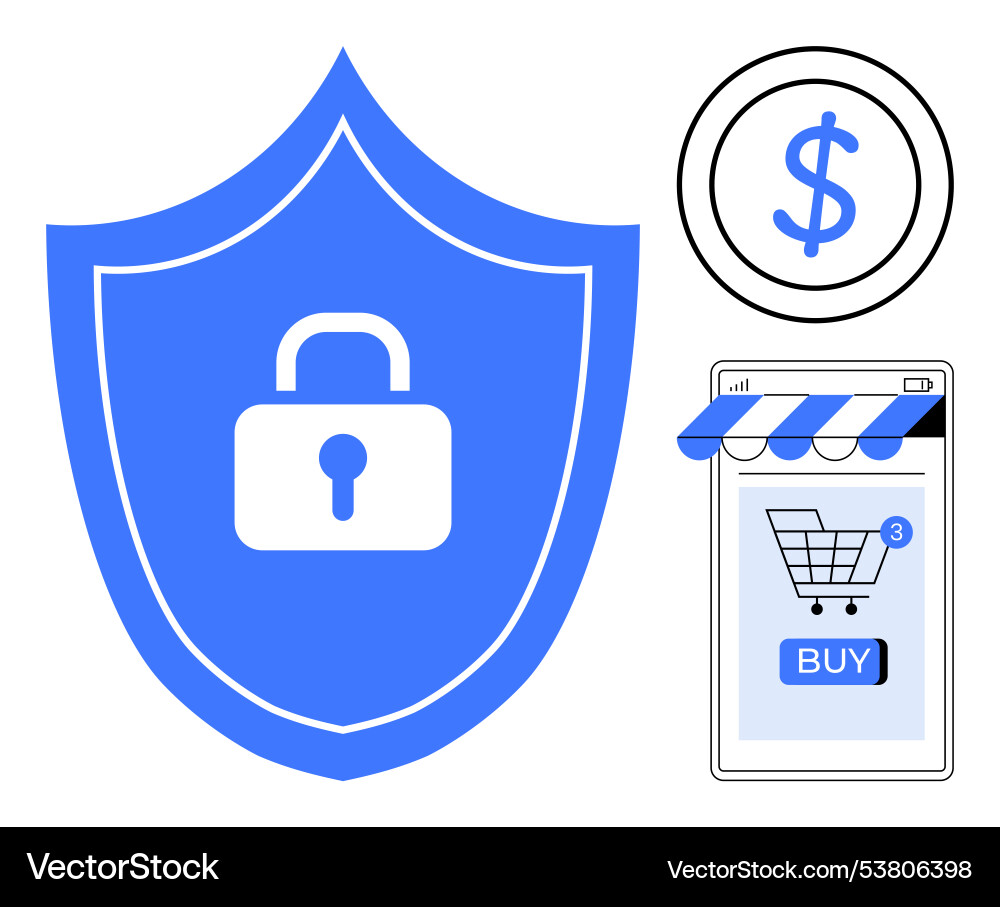 Digital security in e-commerce with shield icon Vector Image