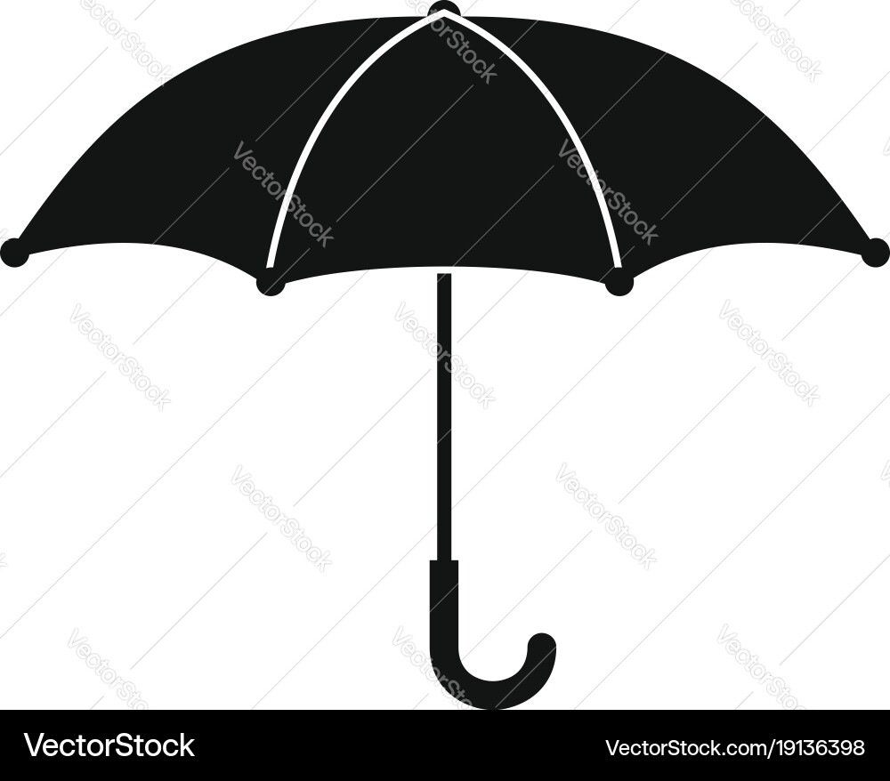 Einfacher schwarzer Regenschirm Icon Vektorbild