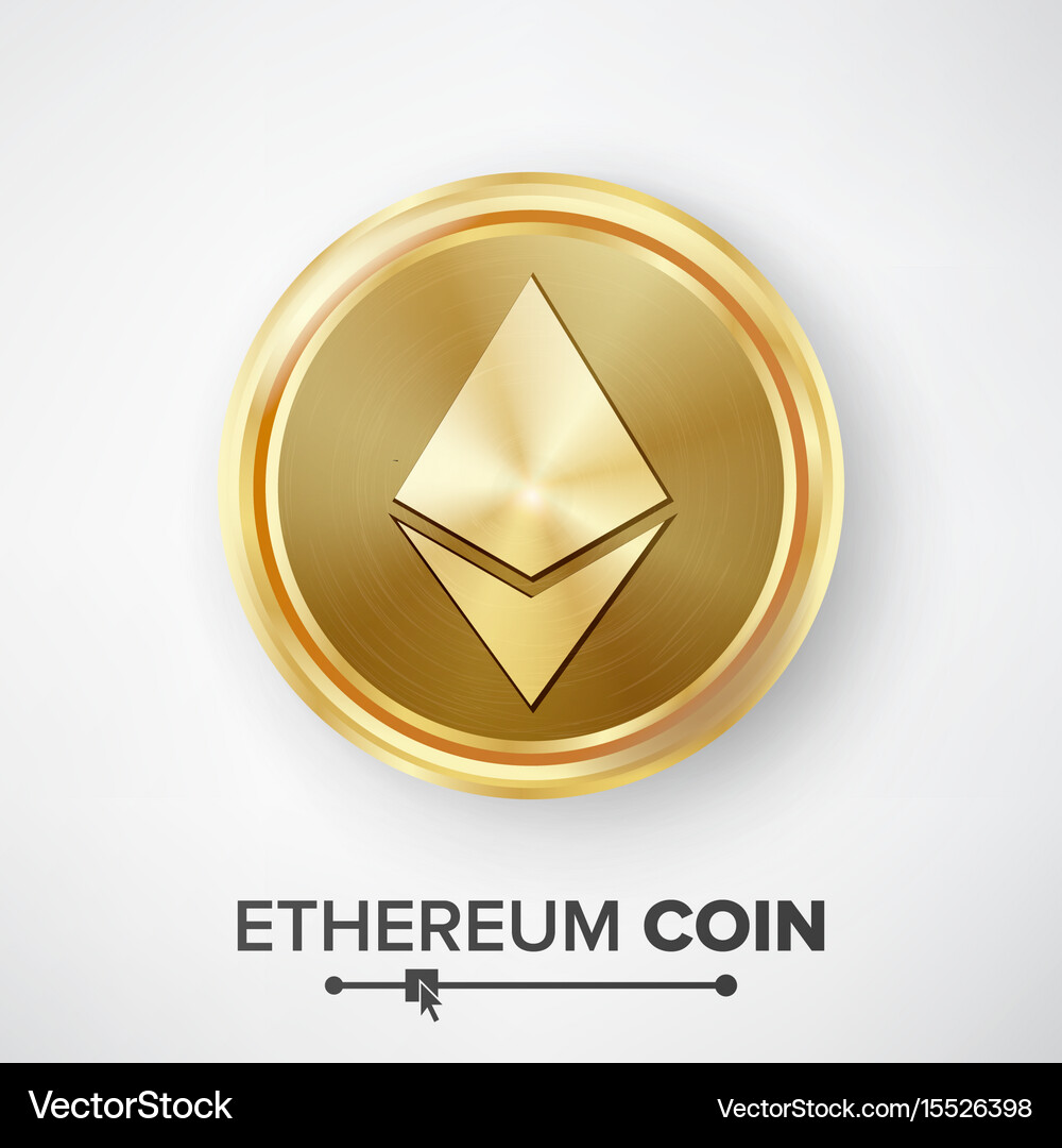 Ethereum coin gold realistic crypto – Royalty-Free Vector | VectorStock
