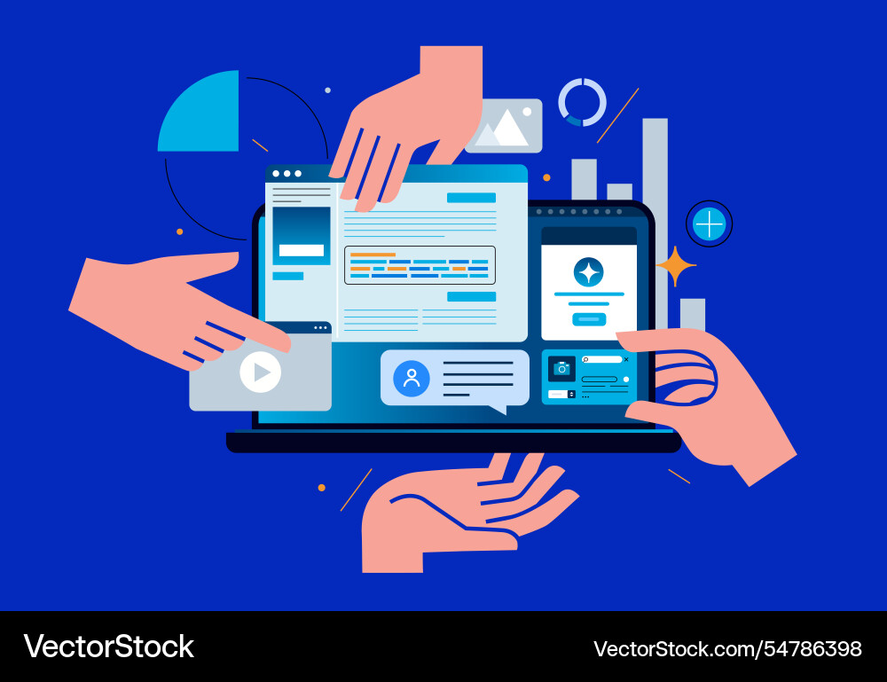Hands on interface design Hands on interface design vector image