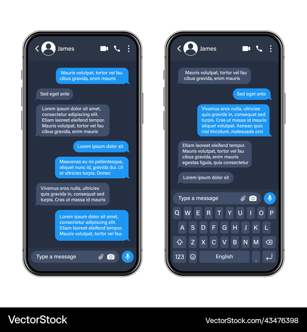 Realistic smartphone with messaging app sms text Realistic smartphone with messaging app sms text vector image