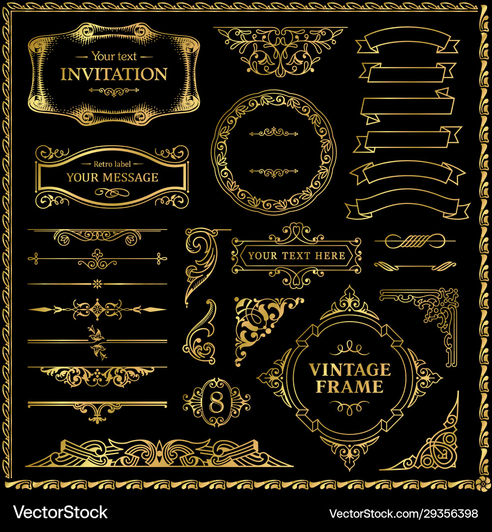 Vintage Gold Decorative Elements vector image