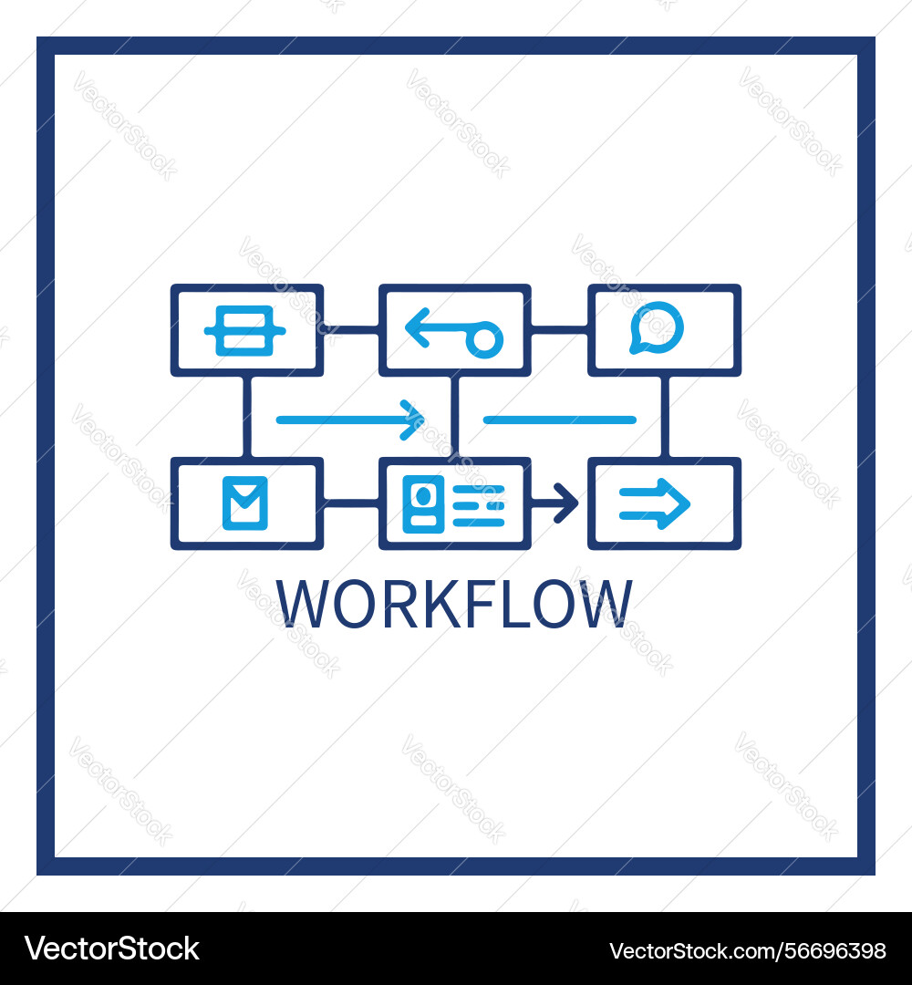 Workflow process diagram with icons and arrows vector image