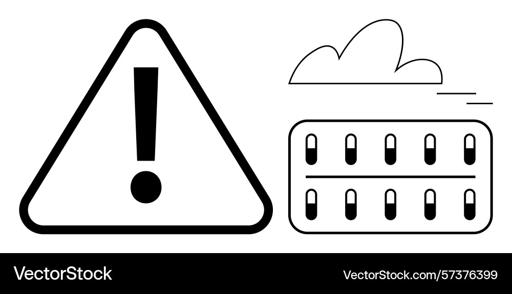 Alert warning triangle with cloud and server Alert warning triangle with cloud and server vector image