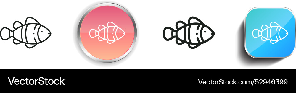 Clown fish icon thin linear regular and button Vector Image