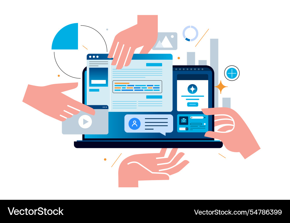 Hands on interface design Hands on interface design Vector Image