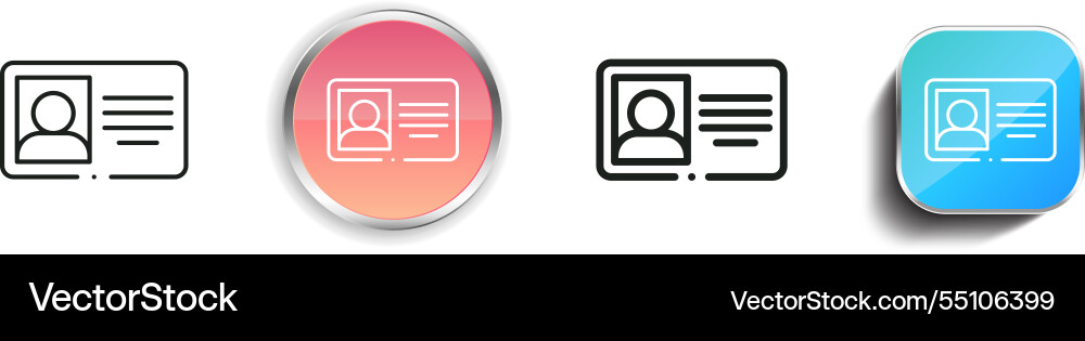 Identification card icon thin linear regular Identification card icon thin linear regular vector image